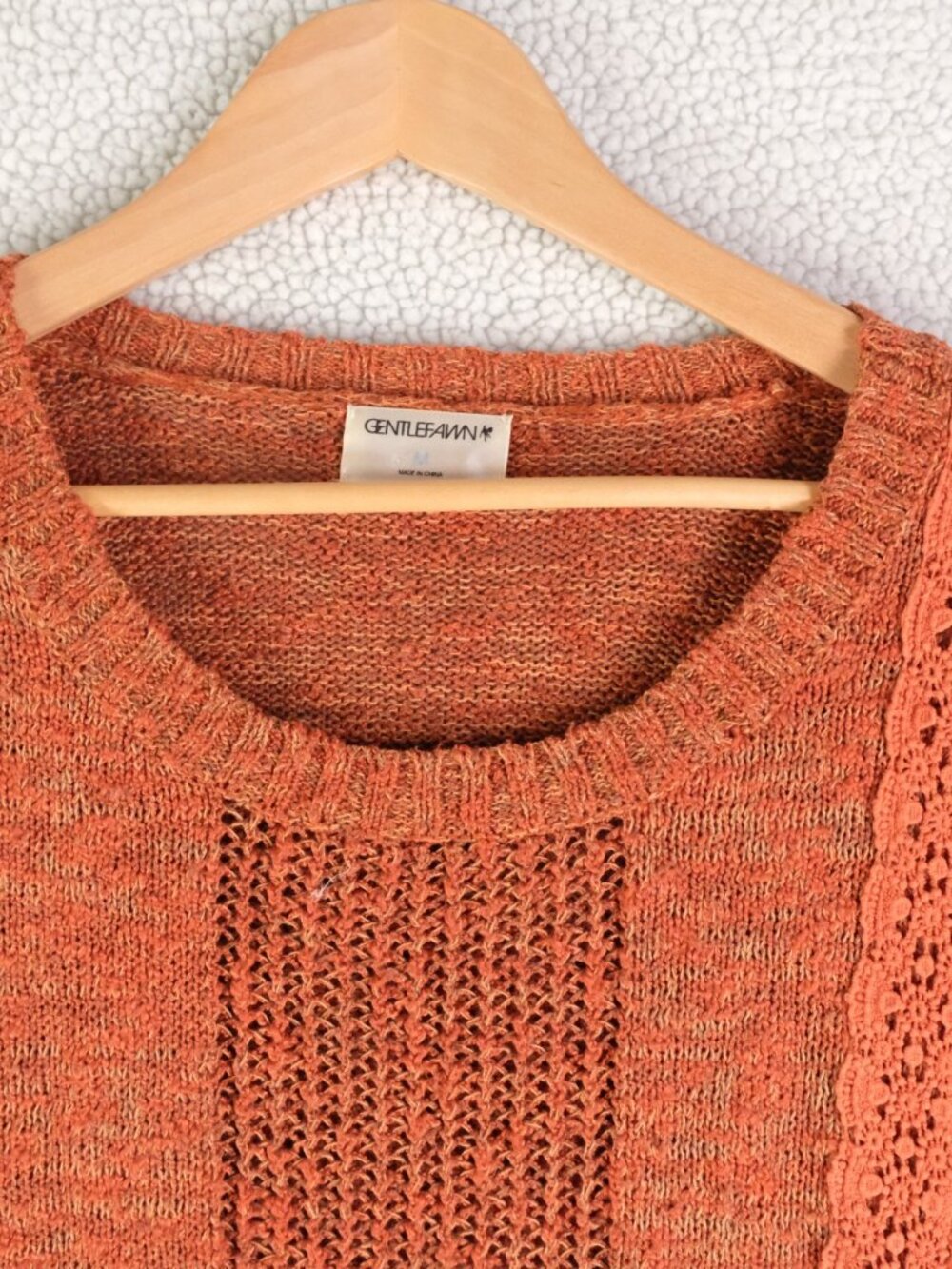 Gentlefawn Sweater Womens Medium Red Brown Knit Cottagecore Grandma Crochet - Picture 2 of 9